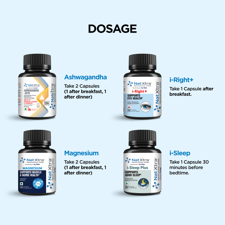 Magnesium, Ashwagandha, i-Sleep Plus & i-Right+